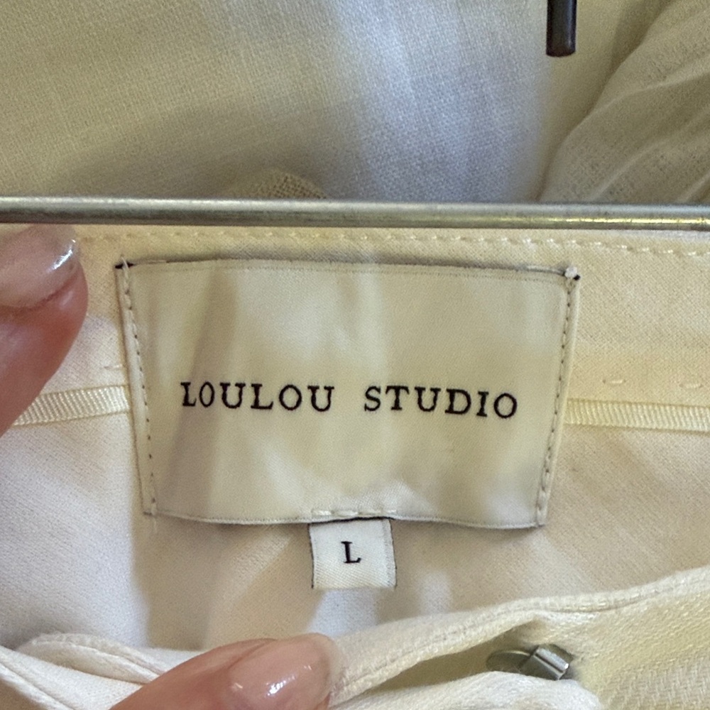 Loulou Studio Elegant White pants, wide leg, tweed. New with tag. Size large